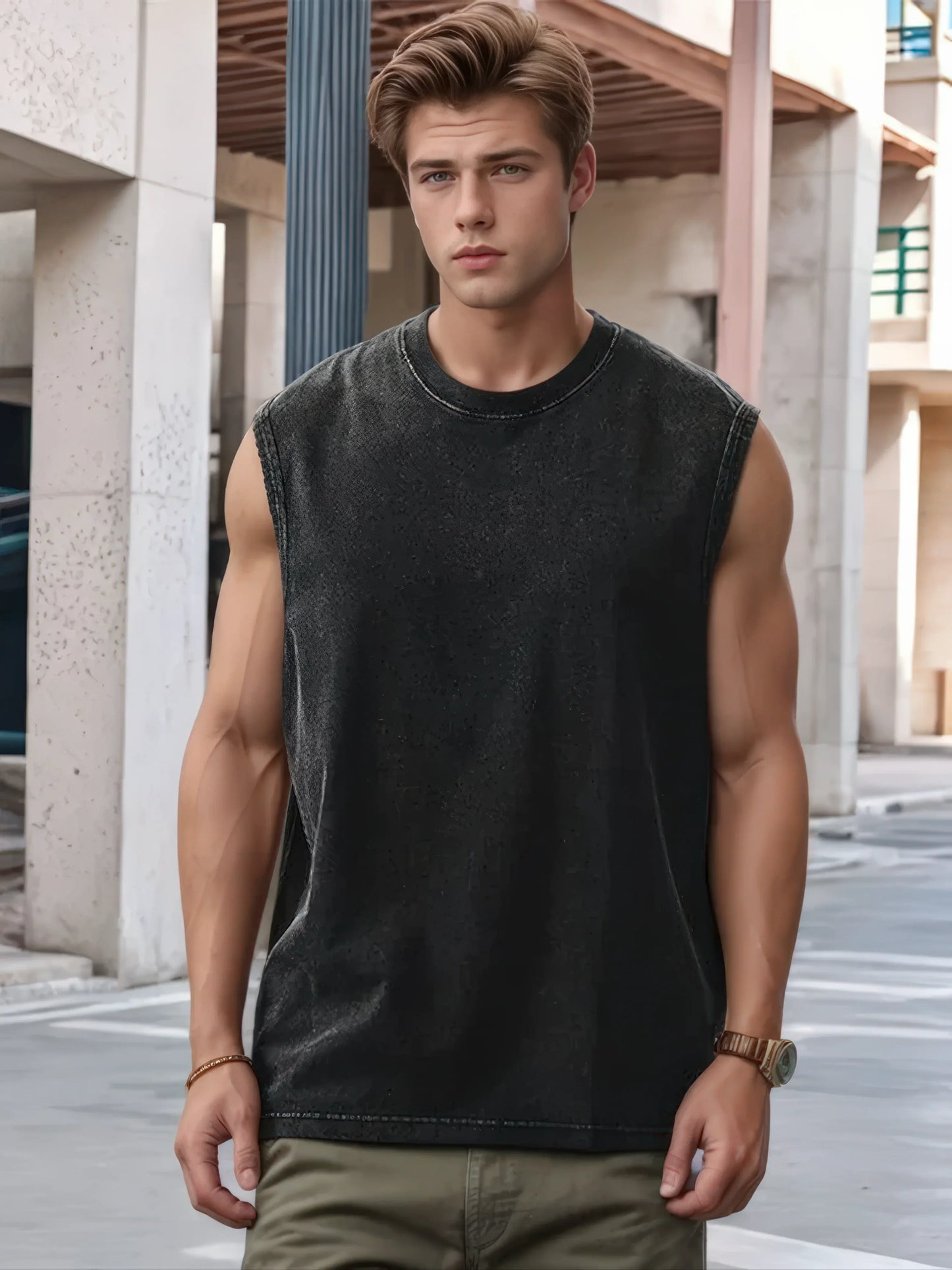 Men's Washed Cotton Muscle Tank Top