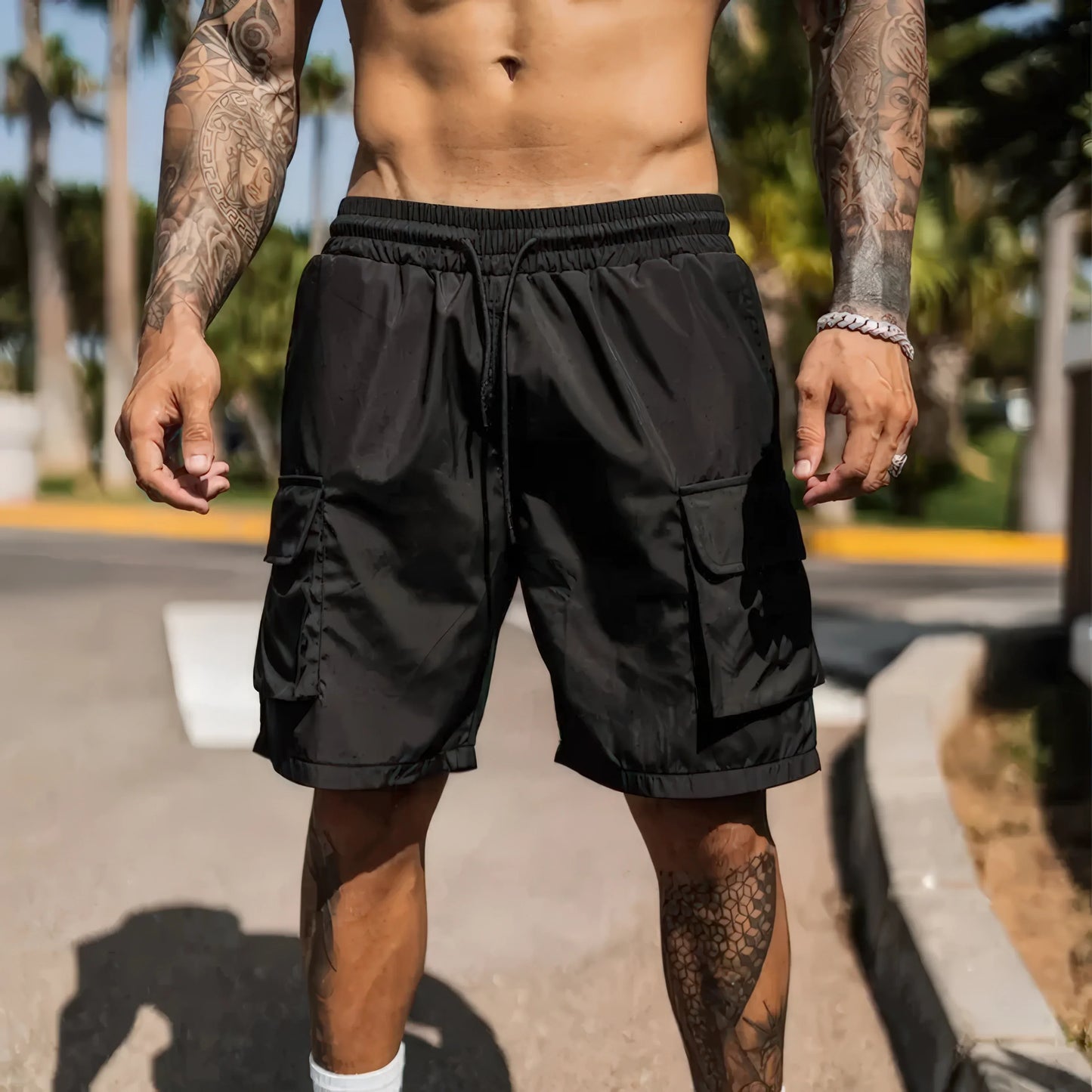 Men's Quick-Dry Athletic Shorts with Zipper Pockets