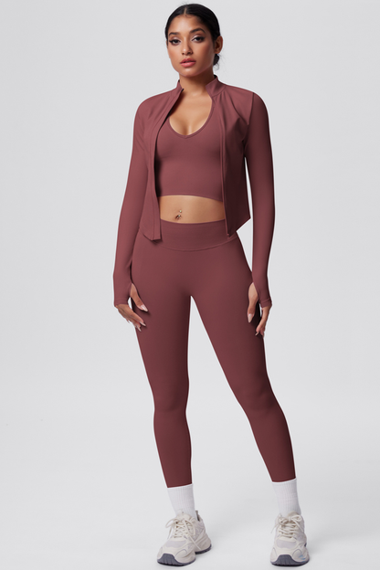 PURE67 SOLEIL – Conjunto deportivo sin costuras de 3 piezas para mujer