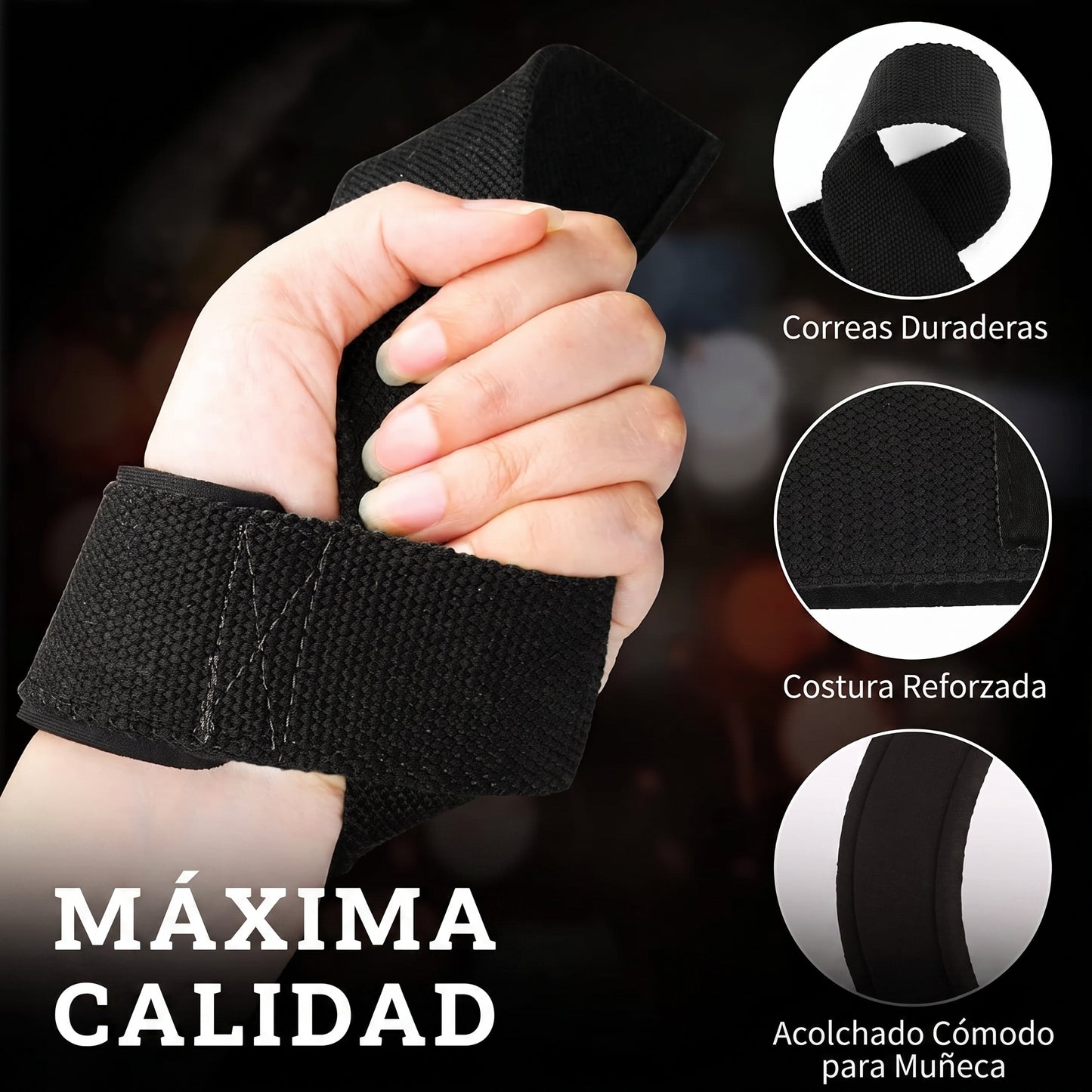 Straps para Halterofilia y Gimnasio | Soporte Profesional para Muñecas | Ajustables, Antideslizantes y Máxima Estabilidad