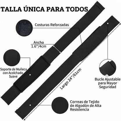 Straps para Halterofilia y Gimnasio | Soporte Profesional para Muñecas | Ajustables, Antideslizantes y Máxima Estabilidad