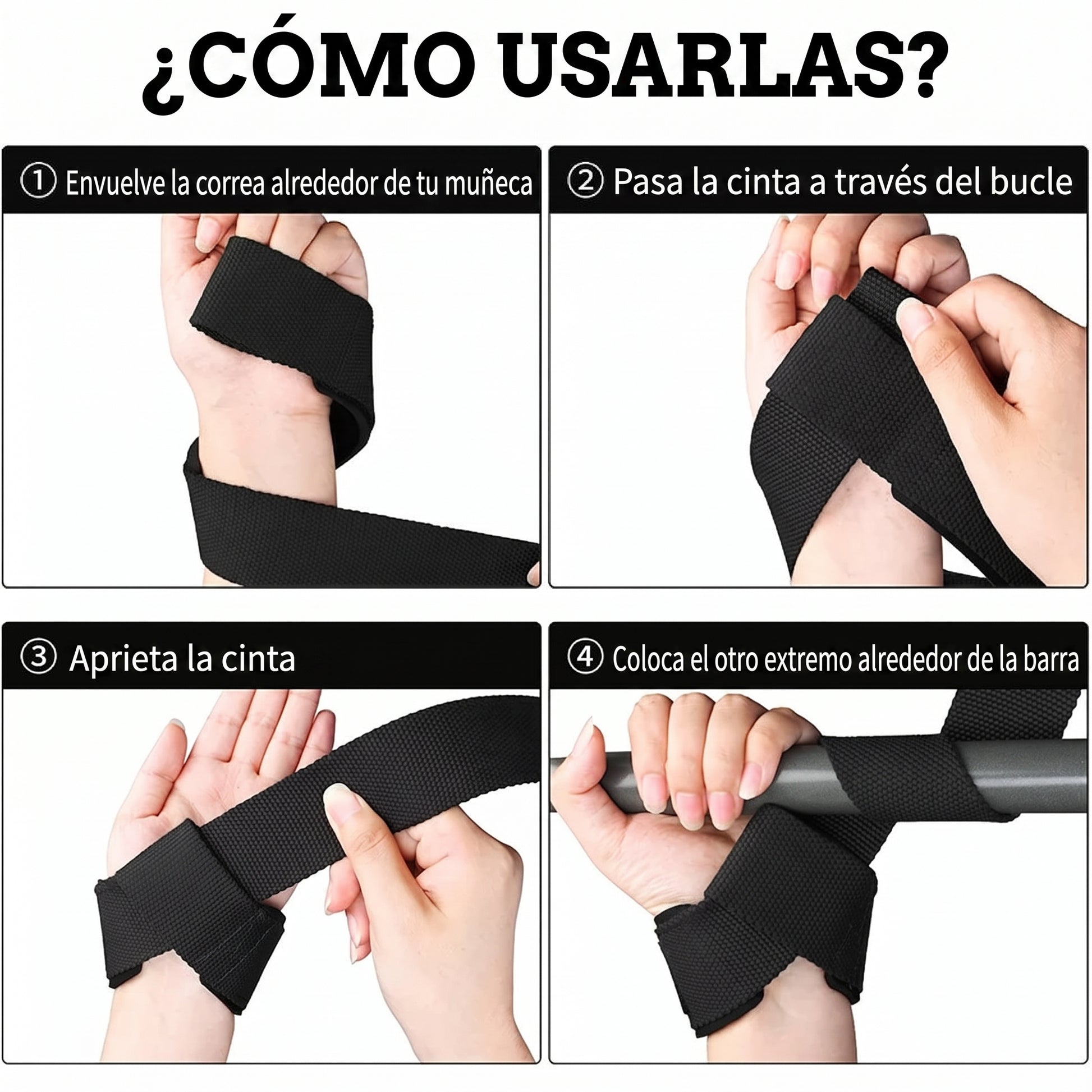 Straps para Halterofilia y Gimnasio | Soporte Profesional para Muñecas | Ajustables, Antideslizantes y Máxima Estabilidad