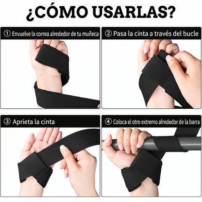 Straps para Halterofilia y Gimnasio | Soporte Profesional para Muñecas | Ajustables, Antideslizantes y Máxima Estabilidad