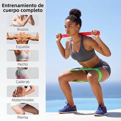 Set de Bandas Elásticas de Resistencia Premium de TPE para Fitness, Fuerza, Yoga, Pilates, Rehabilitación y Entrenamiento de Cuerpo Completo