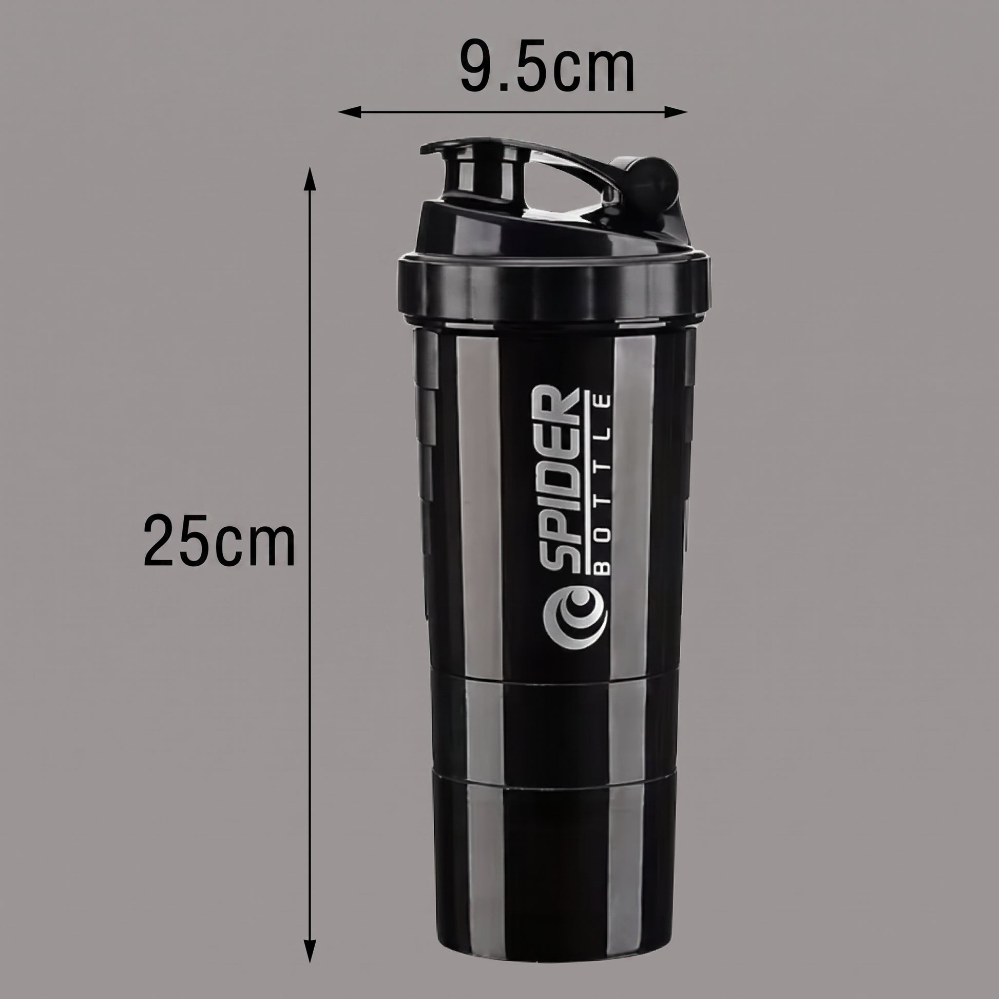 Botella Shaker Premium de 3 Compartimentos para Proteínas y Suplementos, Vaso Mezclador Antifugas con Mezclador para Gimnasio, Fitness y Culturismo