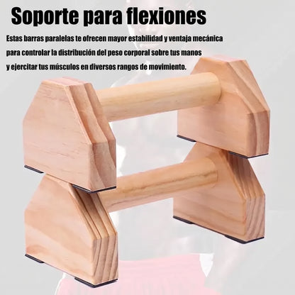 Barras para Flexiones Premium de Madera Maciza con Base Antideslizante, Paralelas para Calistenia, Entrenamiento de Fuerza, Cross Training y Fitness en Casa