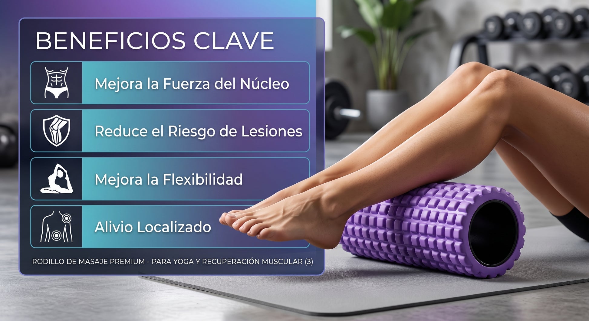 Foam Roller Premium | Rodillo de Masaje para Yoga, Fitness y Recuperación Muscular
