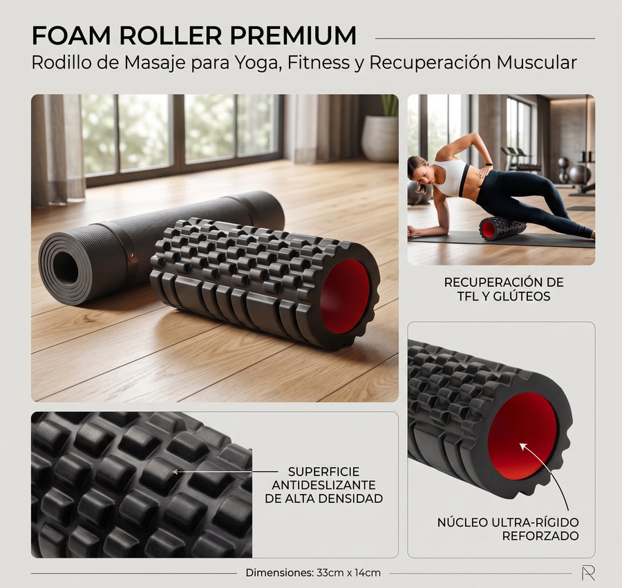 Foam Roller Premium | Rodillo de Masaje para Yoga, Fitness y Recuperación Muscular