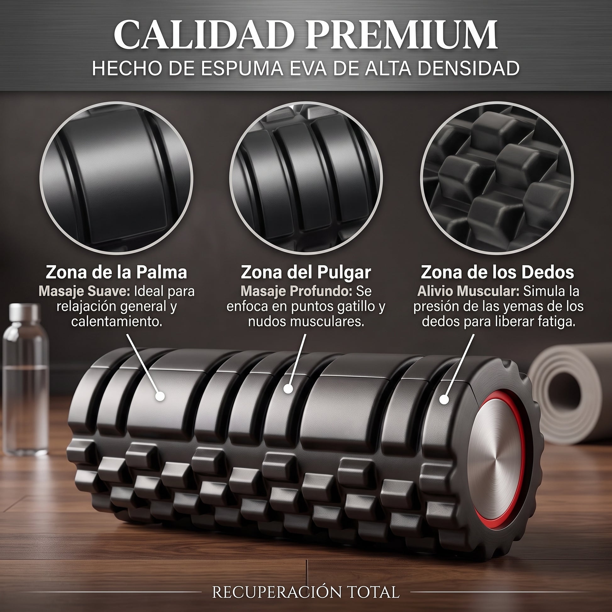 Foam Roller Premium | Rodillo de Masaje para Yoga, Fitness y Recuperación Muscular