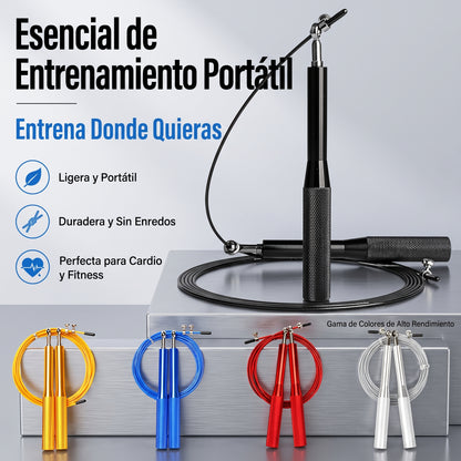 Speed Pro Jump Rope — Cuerda de Salto Profesional con Cable de Acero Ajustable y Mangos de Aluminio