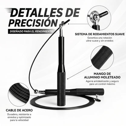 Speed Pro Jump Rope — Cuerda de Salto Profesional con Cable de Acero Ajustable y Mangos de Aluminio