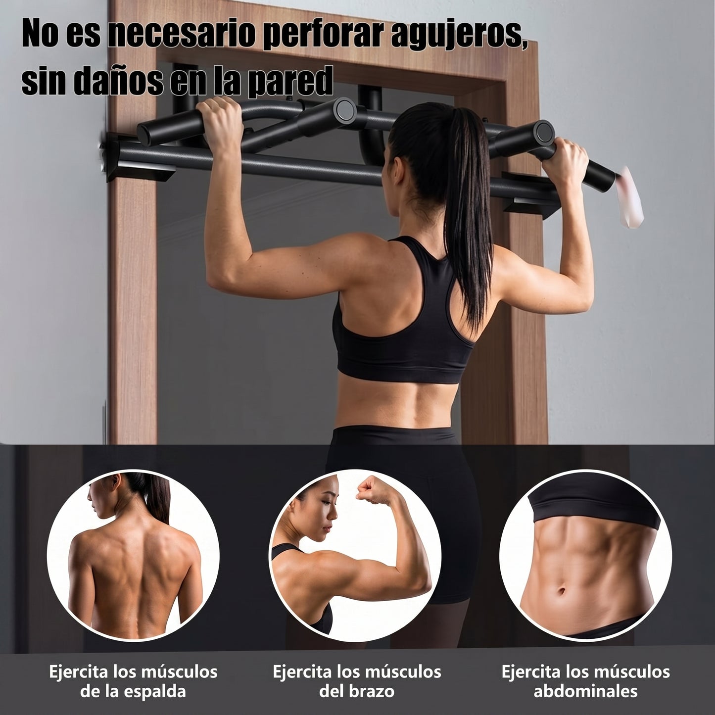 Barra de Dominadas para Puerta Ajustable PURE67 | Gimnasio en Casa