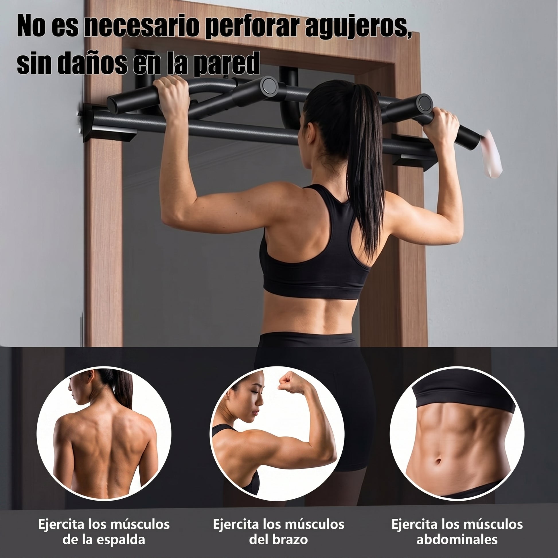 Barra de Dominadas para Puerta Ajustable PURE67 | Gimnasio en Casa