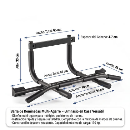 Barra de Dominadas para Puerta Ajustable PURE67 | Gimnasio en Casa
