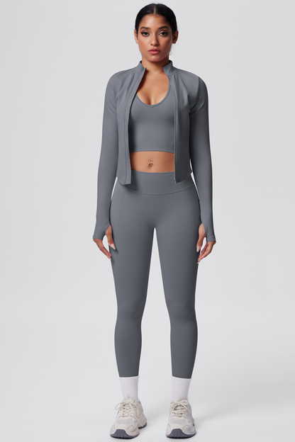 PURE67 SOLEIL – Conjunto deportivo sin costuras de 3 piezas para mujer