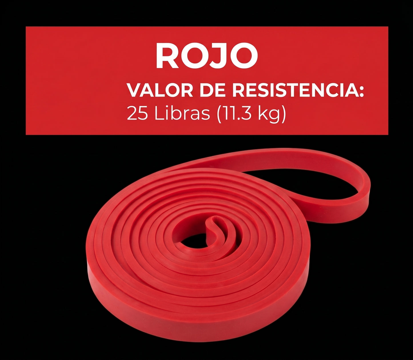 Banda de resistencia (11,3 kg), banda elástica de látex para Pilates, entrenamiento, fitness, ayuda a la tracción y a la tonificacion corporal