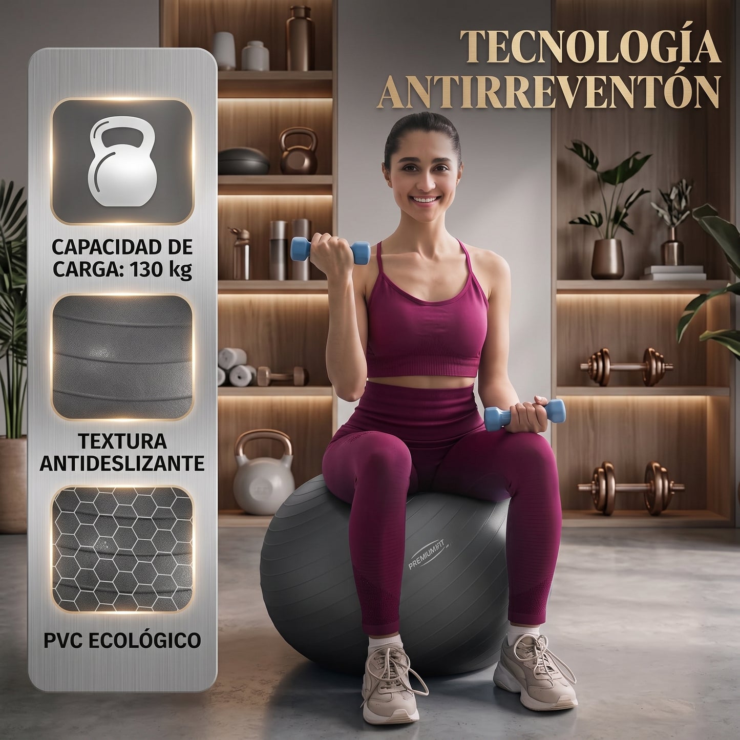 Pelota de Yoga y Fitness Premium | Antideslizante, Anti-Burst y Máxima Estabilidad