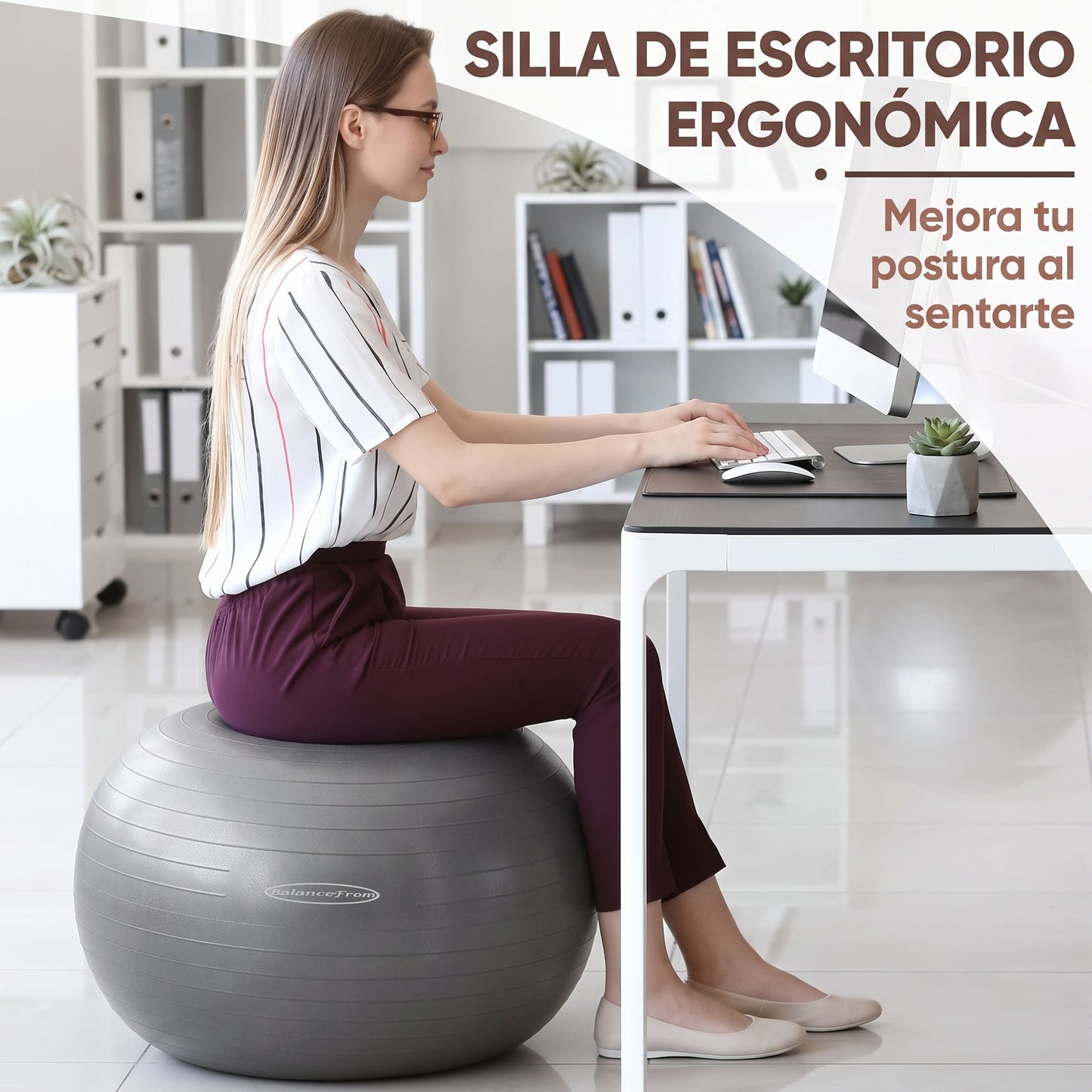 Pelota de Yoga y Fitness Premium | Antideslizante, Anti-Burst y Máxima Estabilidad