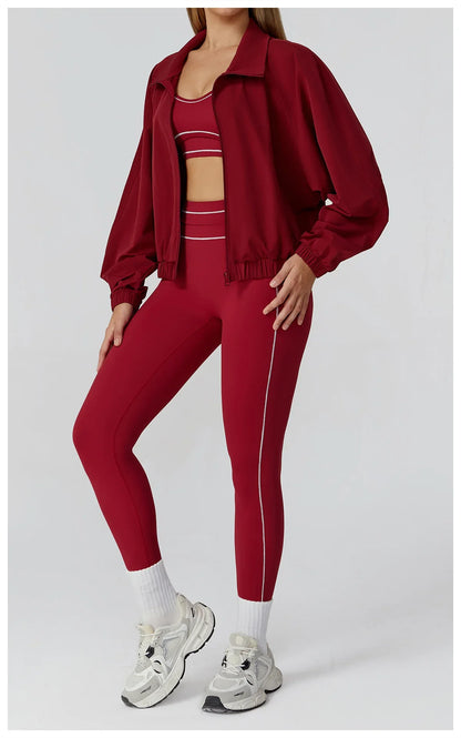 Women’s Seamless Zip-Up Gym Jacket with Pockets | Long Sleeve Workout & Running Top