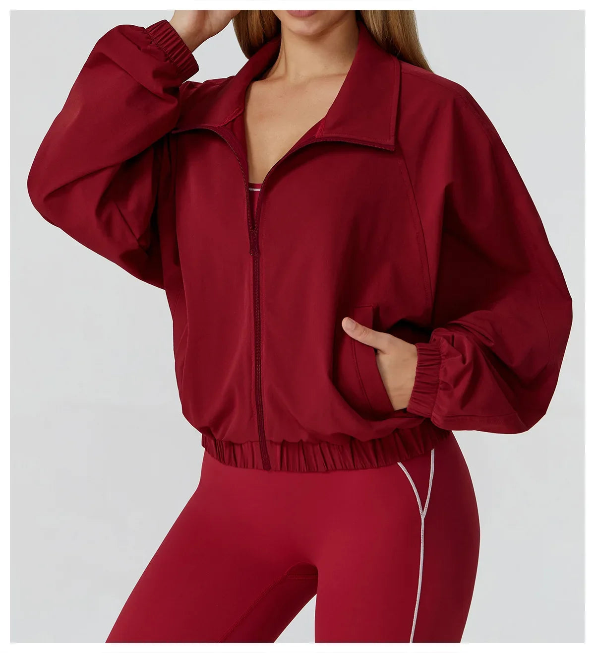 Women’s Seamless Zip-Up Gym Jacket with Pockets | Long Sleeve Workout & Running Top
