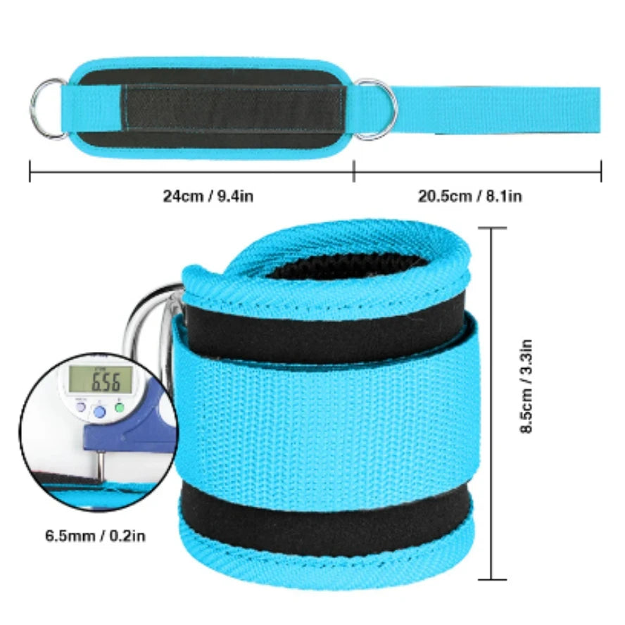 Correas de Tobillo Premium para Polea y Fitness con Doble Anilla D Reforzada, Acolchado de Neopreno, Ajuste Cómodo y Entrenamiento de Piernas y Glúteos
