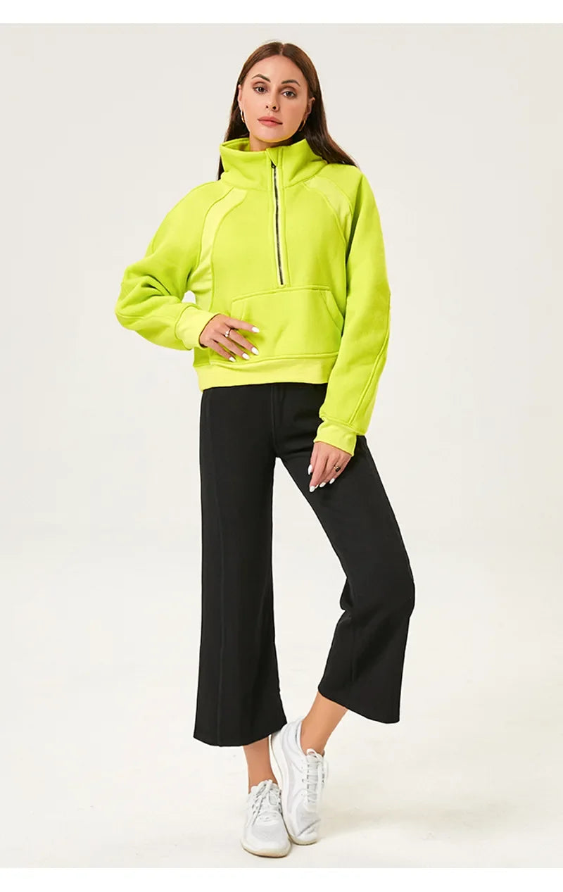 Women’s Long Sleeve Zip Workout Jacket – Waterproof Windbreaker Gym & Yoga Top