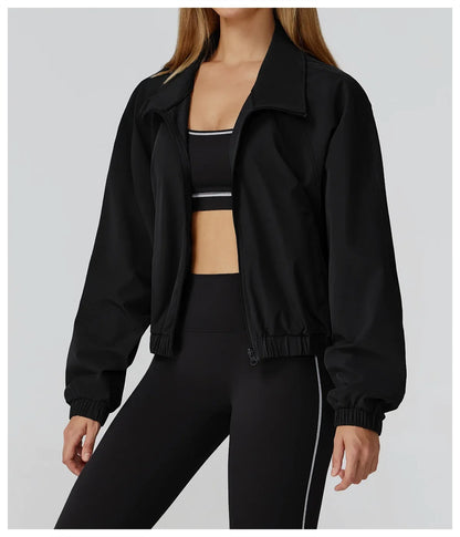 Women’s Seamless Zip-Up Gym Jacket with Pockets | Long Sleeve Workout & Running Top