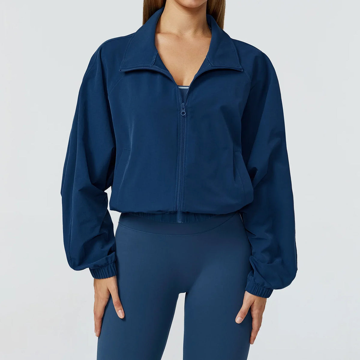 Women’s Seamless Zip-Up Gym Jacket with Pockets | Long Sleeve Workout & Running Top