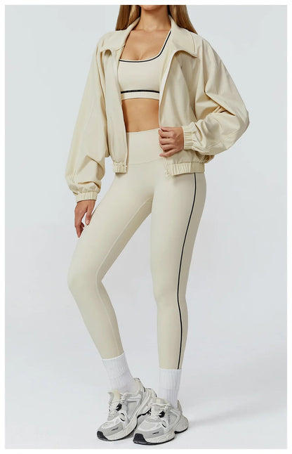 Women’s Seamless Zip-Up Gym Jacket with Pockets | Long Sleeve Workout & Running Top