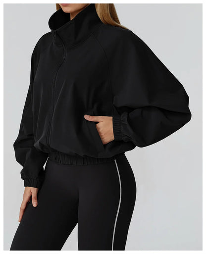 Women’s Seamless Zip-Up Gym Jacket with Pockets | Long Sleeve Workout & Running Top
