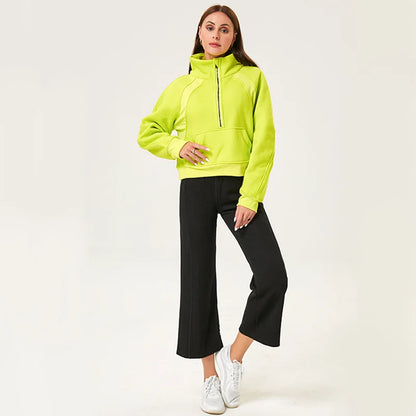 Women’s Long Sleeve Zip Workout Jacket – Waterproof Windbreaker Gym & Yoga Top