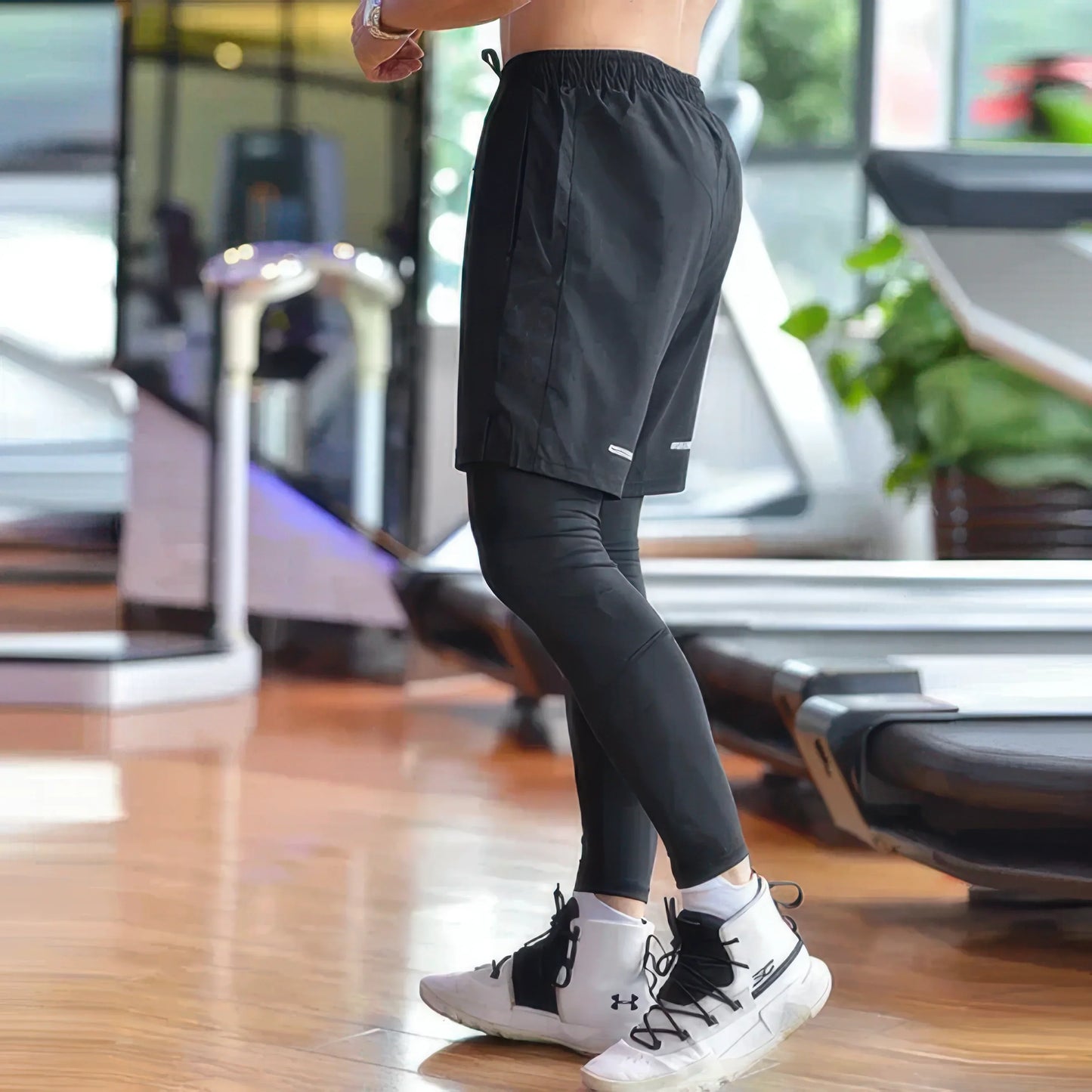 Men's 2-in-1 Long Training Shorts with Compression