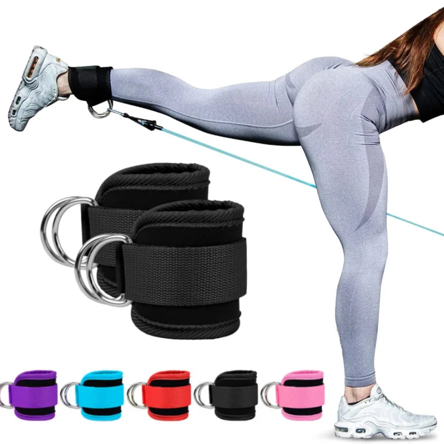Correas de Tobillo Premium para Polea y Fitness con Doble Anilla D Reforzada, Acolchado de Neopreno, Ajuste Cómodo y Entrenamiento de Piernas y Glúteos