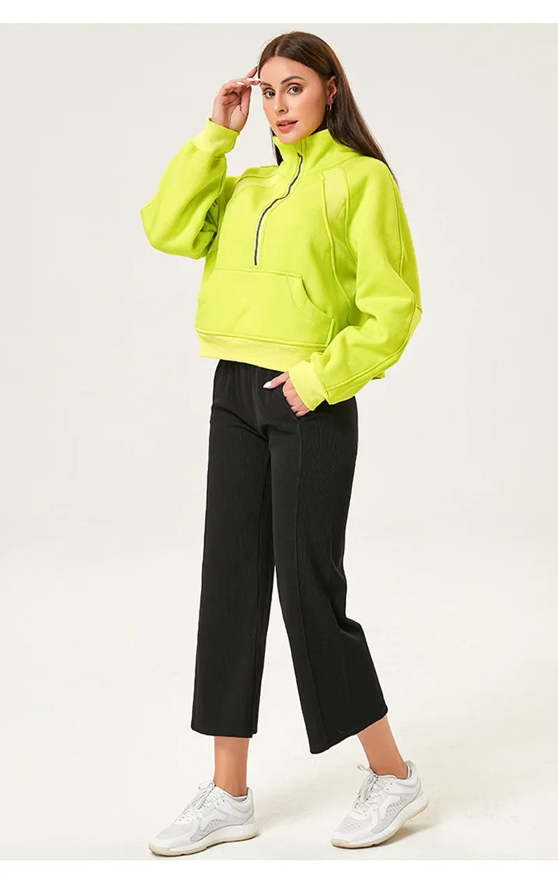 Women’s Long Sleeve Zip Workout Jacket – Waterproof Windbreaker Gym & Yoga Top