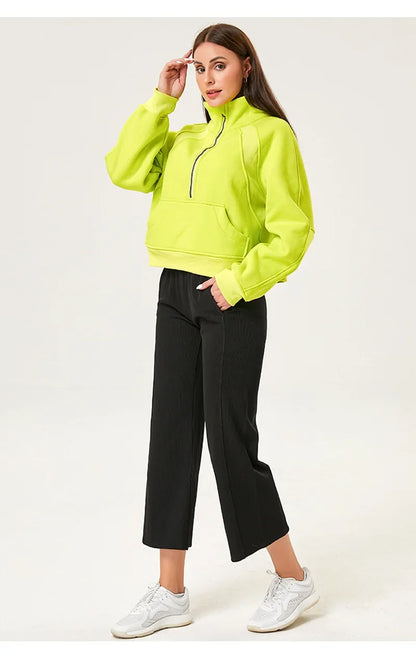 Women’s Long Sleeve Zip Workout Jacket – Waterproof Windbreaker Gym & Yoga Top