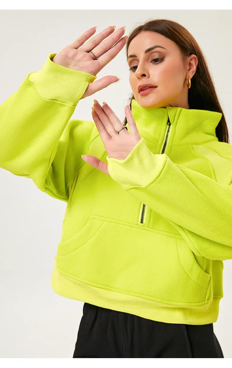 Women’s Long Sleeve Zip Workout Jacket – Waterproof Windbreaker Gym & Yoga Top