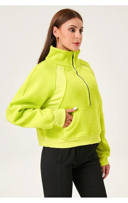 Women’s Long Sleeve Zip Workout Jacket – Waterproof Windbreaker Gym & Yoga Top