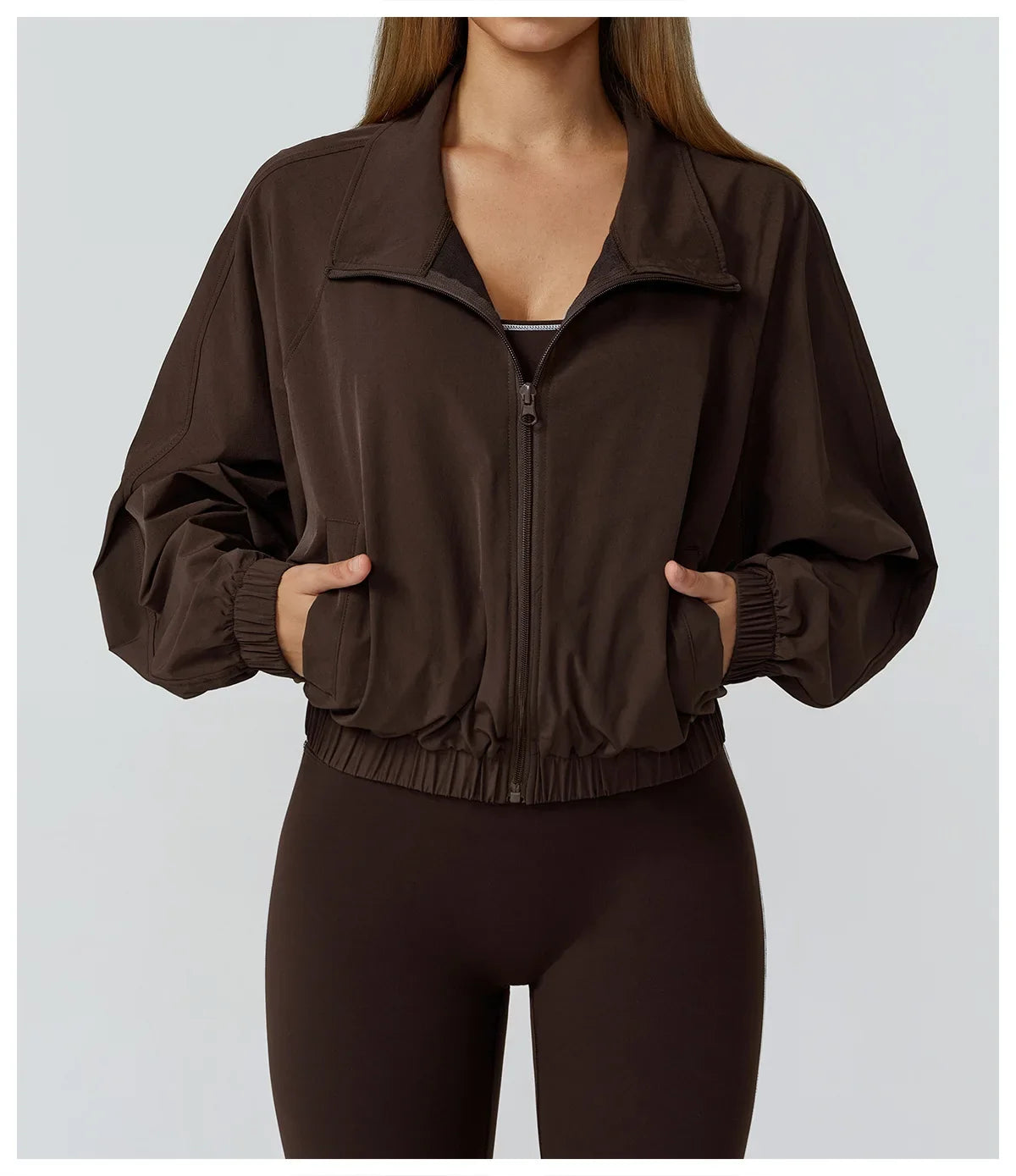 Women’s Seamless Zip-Up Gym Jacket with Pockets | Long Sleeve Workout & Running Top
