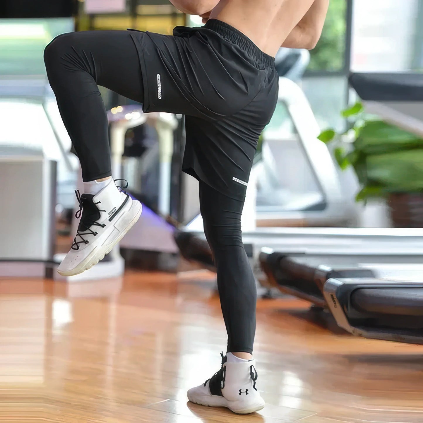 Men's 2-in-1 Long Training Shorts with Compression