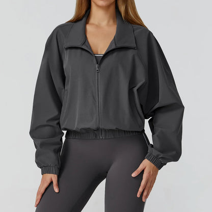 Women’s Seamless Zip-Up Gym Jacket with Pockets | Long Sleeve Workout & Running Top