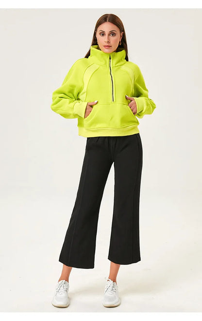 Women’s Long Sleeve Zip Workout Jacket – Waterproof Windbreaker Gym & Yoga Top