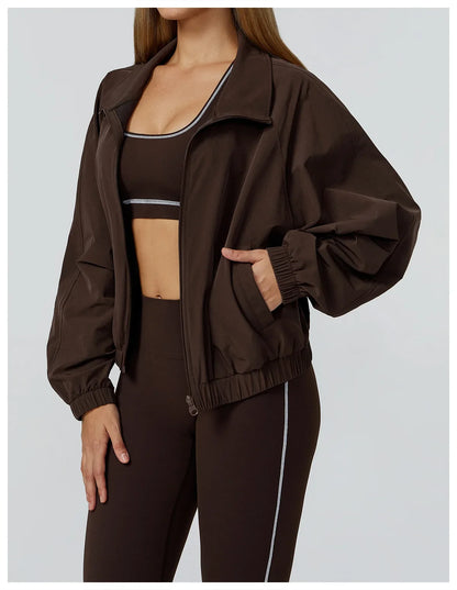 Women’s Seamless Zip-Up Gym Jacket with Pockets | Long Sleeve Workout & Running Top