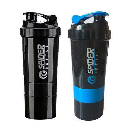 Botella Shaker Premium de 3 Compartimentos para Proteínas y Suplementos, Vaso Mezclador Antifugas con Mezclador para Gimnasio, Fitness y Culturismo