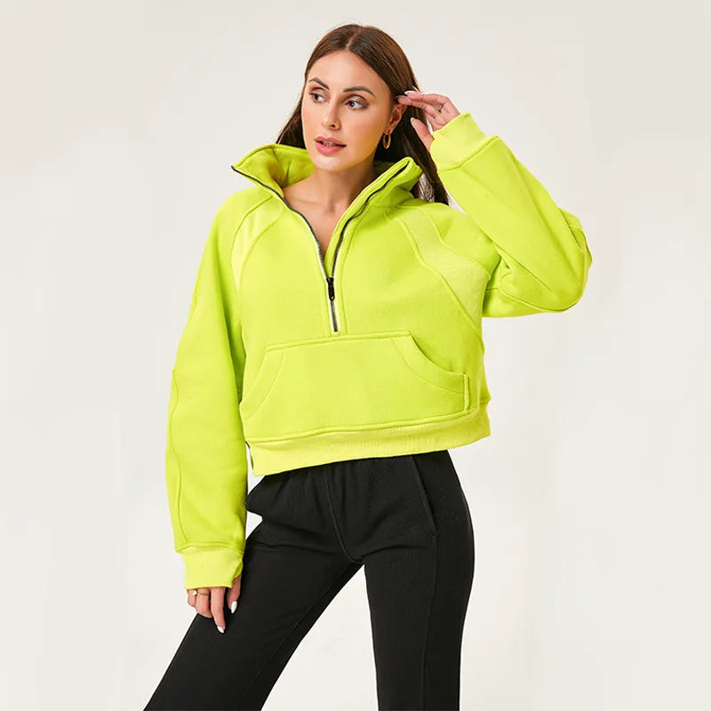 Women’s Long Sleeve Zip Workout Jacket – Waterproof Windbreaker Gym & Yoga Top