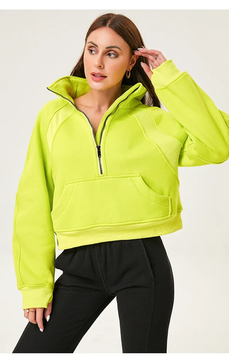 Women’s Long Sleeve Zip Workout Jacket – Waterproof Windbreaker Gym & Yoga Top