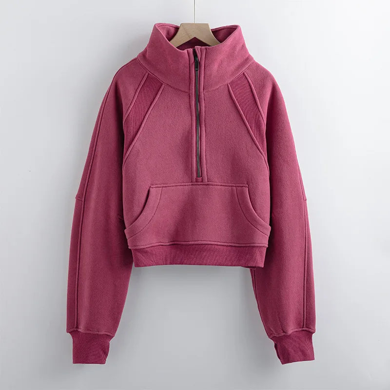 Women’s Long Sleeve Zip Workout Jacket – Waterproof Windbreaker Gym & Yoga Top