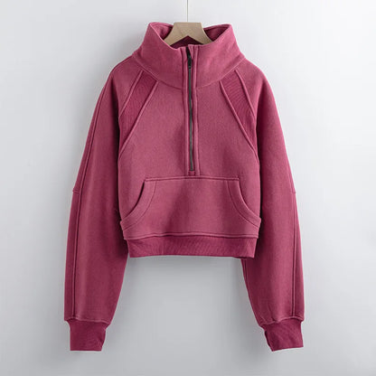 Women’s Long Sleeve Zip Workout Jacket – Waterproof Windbreaker Gym & Yoga Top