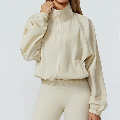 Women’s Seamless Zip-Up Gym Jacket with Pockets | Long Sleeve Workout & Running Top