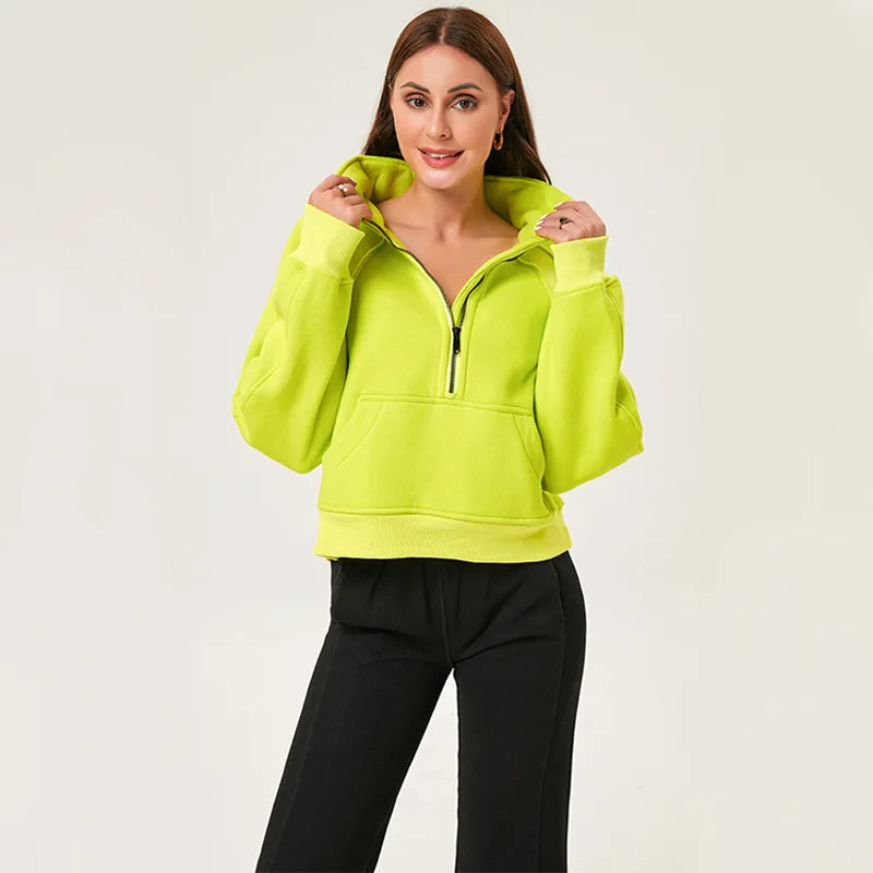 Women’s Long Sleeve Zip Workout Jacket – Waterproof Windbreaker Gym & Yoga Top