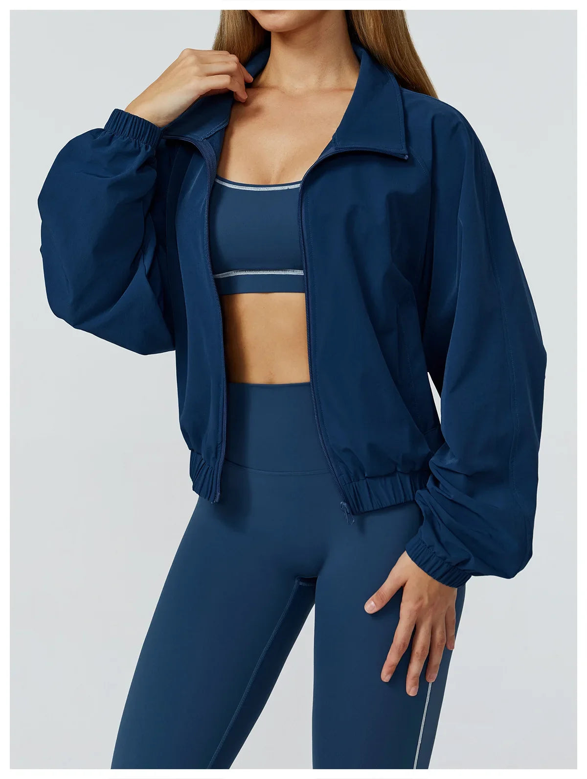 Women’s Seamless Zip-Up Gym Jacket with Pockets | Long Sleeve Workout & Running Top
